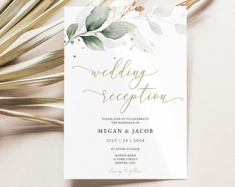 Greenery Evening Reception Invitation Template, Boho Wedding Reception Party Invite, Printable Template, INSTANT DOWNLOAD #N03 ROSE