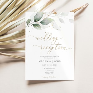 Greenery Evening Reception Invitation Template, Boho Wedding Reception Party Invite, Printable Template, INSTANT DOWNLOAD #N03 ROSE