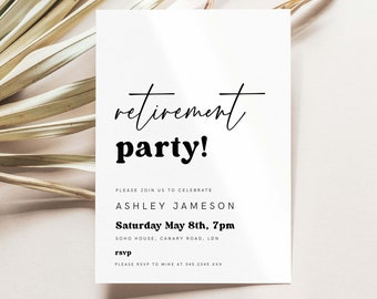 Simple Modern Retirement Invitation | Minimalist Retirement Party Invite | Editable Retirement Invite Template | INSTANT DOWNLOAD #RP05