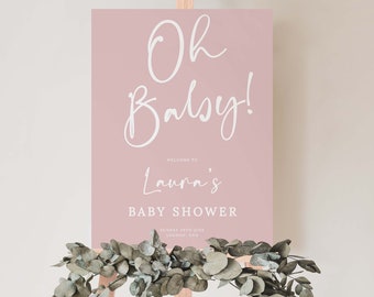Dusty Pink Baby Shower Welcome Sign | Printable & Editable Template #LC07