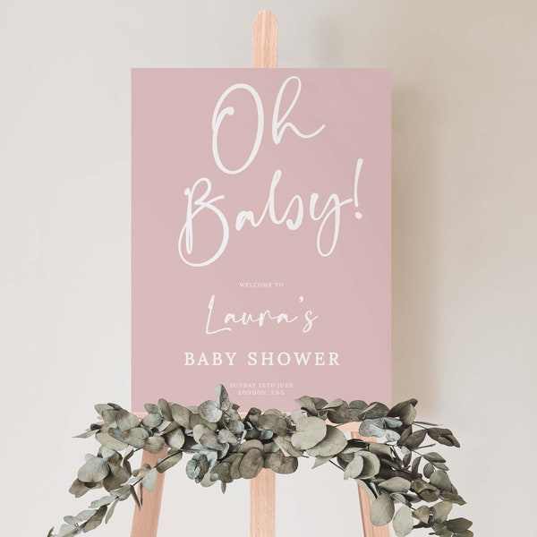 Dusty Pink Baby Shower Welcome Sign | Printable & Editable Template #LC07