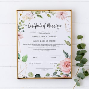 Boho Blush Pink Heiratsurkunde Vorlage #I01