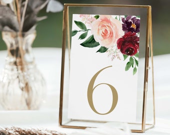 Boho Floral Wedding Table Number | Rustic Wedding Table Sign | Printable Template #I24
