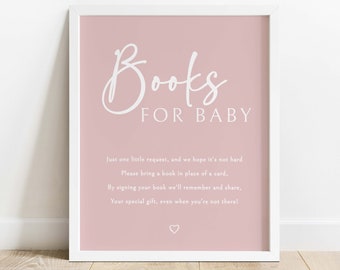 Pink Baby Shower Books for Baby Printable Sign - INSTANT DOWNLOAD #LC07