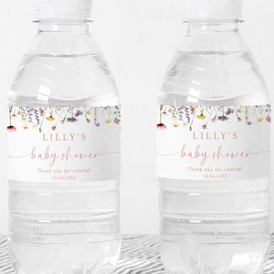 Wildflower Water Bottle Label, Baby Shower Water Label, Printable Water Bottle Label, Floral Boho Baby Shower Water Label Stickers #LC27