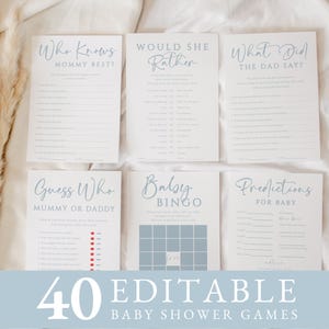 Blue Baby Shower Games Bundle | Editable & Printable Games | Instant Download #LC20