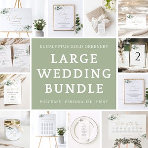 Ultimate Greenery Wedding Bundle Template Set, Printable Large Wedding Invite Bundle, Eucalyptus Wedding Bundle, INSTANT DOWNLOAD #N03 ROSE