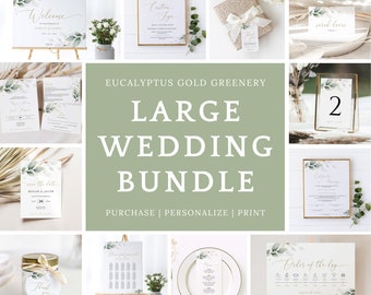 Ultimate Greenery Wedding Bundle Template Set, Printable Large Wedding Invite Bundle, Eucalyptus Wedding Bundle, INSTANT DOWNLOAD #N03 ROSE