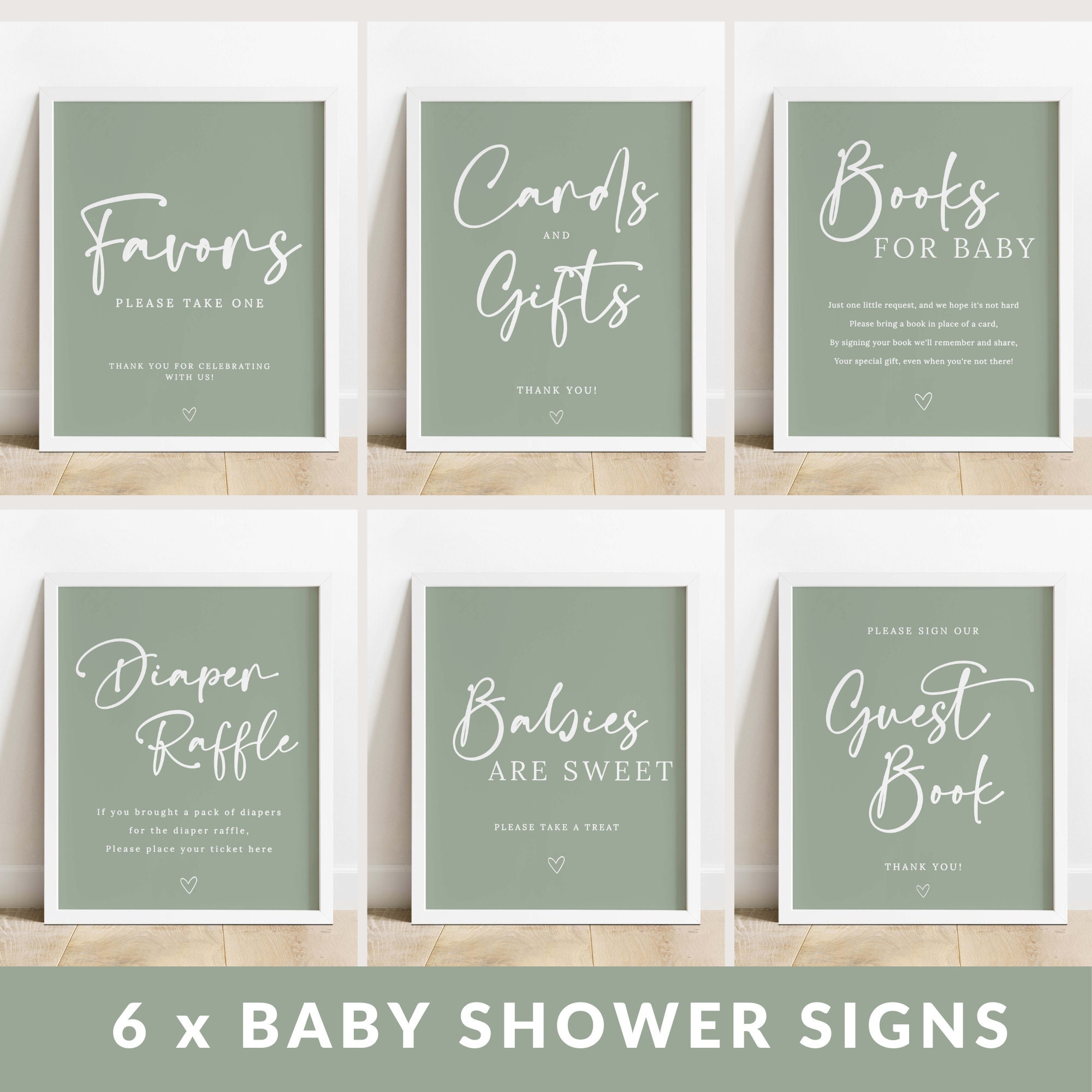 Sage Green Baby Shower Table Sign Template | Gender Neutral Baby Shower | Guest Book, Cards & Gifts, Favor Sign | Instant Download #LC11
