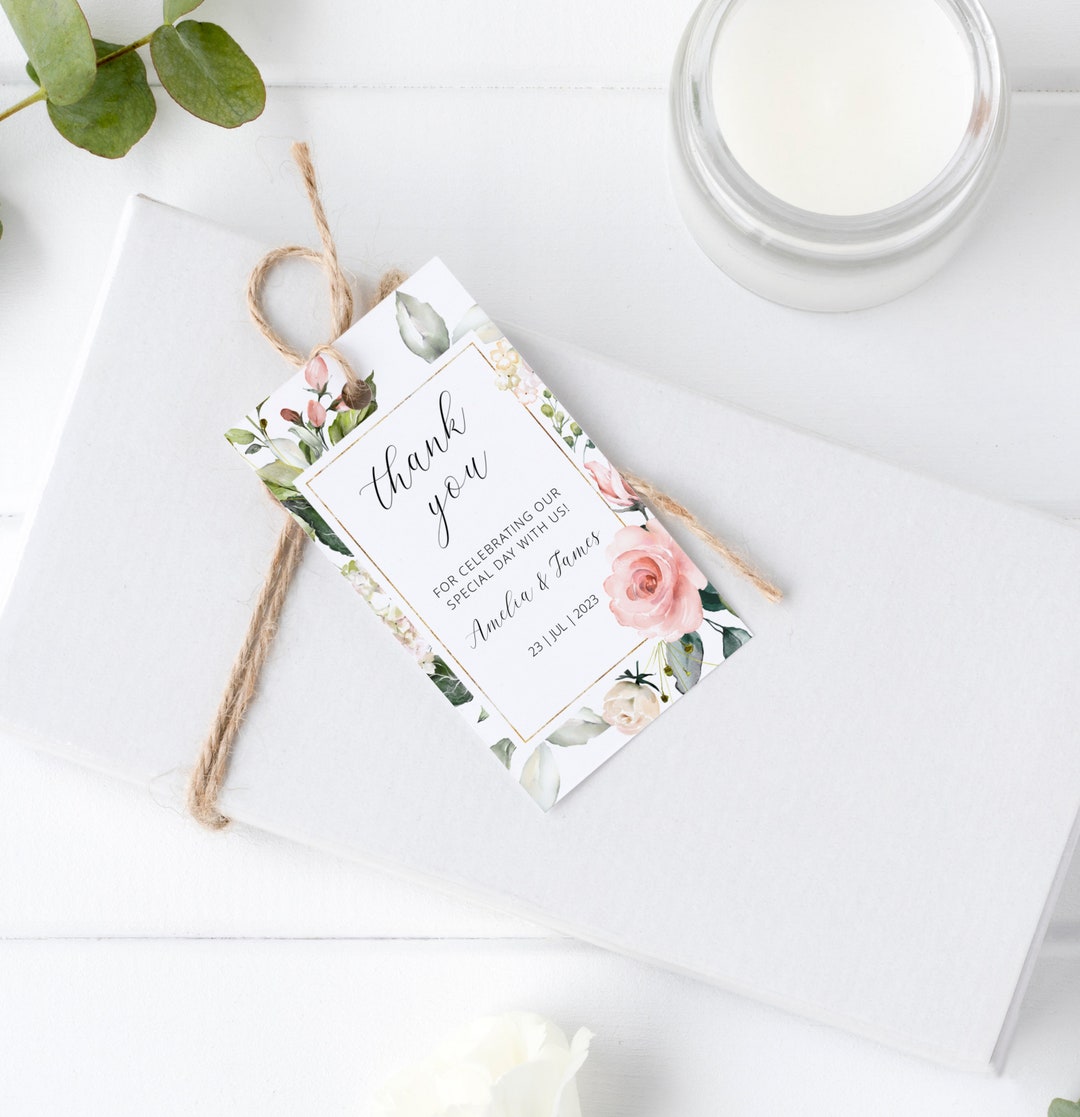 Boho Wedding Favor Tag Template, Blush Pink Thank You Tags, Printable ...