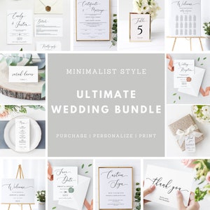 Minimalist Ultimate Wedding Bundle Template Set, Printable Large Wedding Invitation Bundle, Modern Wedding Bundle, INSTANT DOWNLOAD #M01
