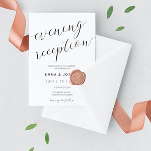 Minimalist Evening Reception Invitation Template, Printable Wedding Reception Invite, Editable Template, DIGITAL DOWNLOAD, #I11