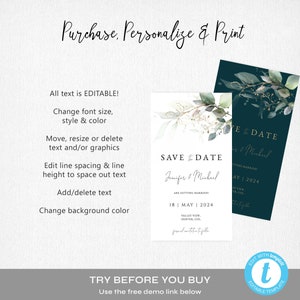 Electronic Save The Date Invite, Eucalyptus Save The Date Phone Template, Greenery Wedding Save The Date Text, DIGITAL DOWNLOAD N05 KATE imagem 4