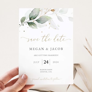 Greenery Save The Date Template, Boho Save The Date Invite, Printable Template, DIGITAL DOWNLOAD #N03 ROSE