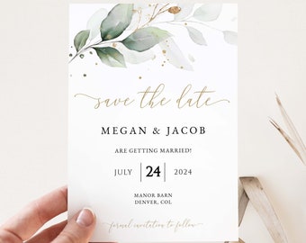 Greenery Save The Date Template, Boho Save The Date Invite, Printable Template, DIGITAL DOWNLOAD #N03 ROSE