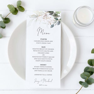 Greenery Eucalyptus Wedding Menu Printable Template #N05 KATE