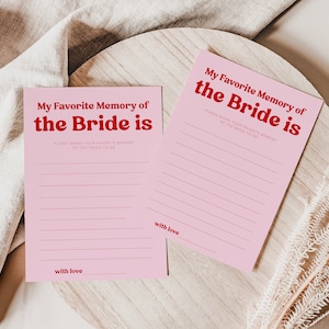Meine Lieblings-Erinnerung an die Braut-Vorlage, Lieblings-Braut-Memory-Spiel, Brautparty-Partyspiel in Pink und Rot, bearbeitbares Hen Do Party Spiel #CJ7