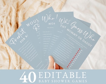 Blue Baby Shower Games Bundle | Editable & Printable Games | Instant Download #LC08