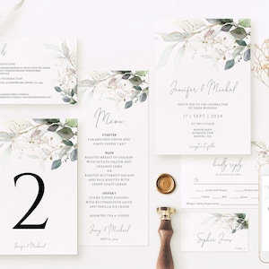 Greenery Wedding Bundle Template Set, Printable Boho Wedding Invitation Bundle, Eucalyptus Wedding Bundle, DIGITAL DOWNLOAD #N05 KATE
