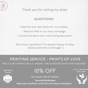 K&ouml;nnte beinhalten: Eine Grafik mit dem Text "Printing Service - Prints of Love" und dem Text "Free 2-3 Day Shipping for U.S. Orders + Free Envelopes with Every Purchase". Die Grafik enth&auml;lt auch den Text "10% Off" und den Text "Use coupon code at checkout: 'SerenityPrintDesigns'". Die Grafik enth&auml;lt auch einen Link zur Website "https://printsoflove.com/ref/_serenityprintdesigns/".