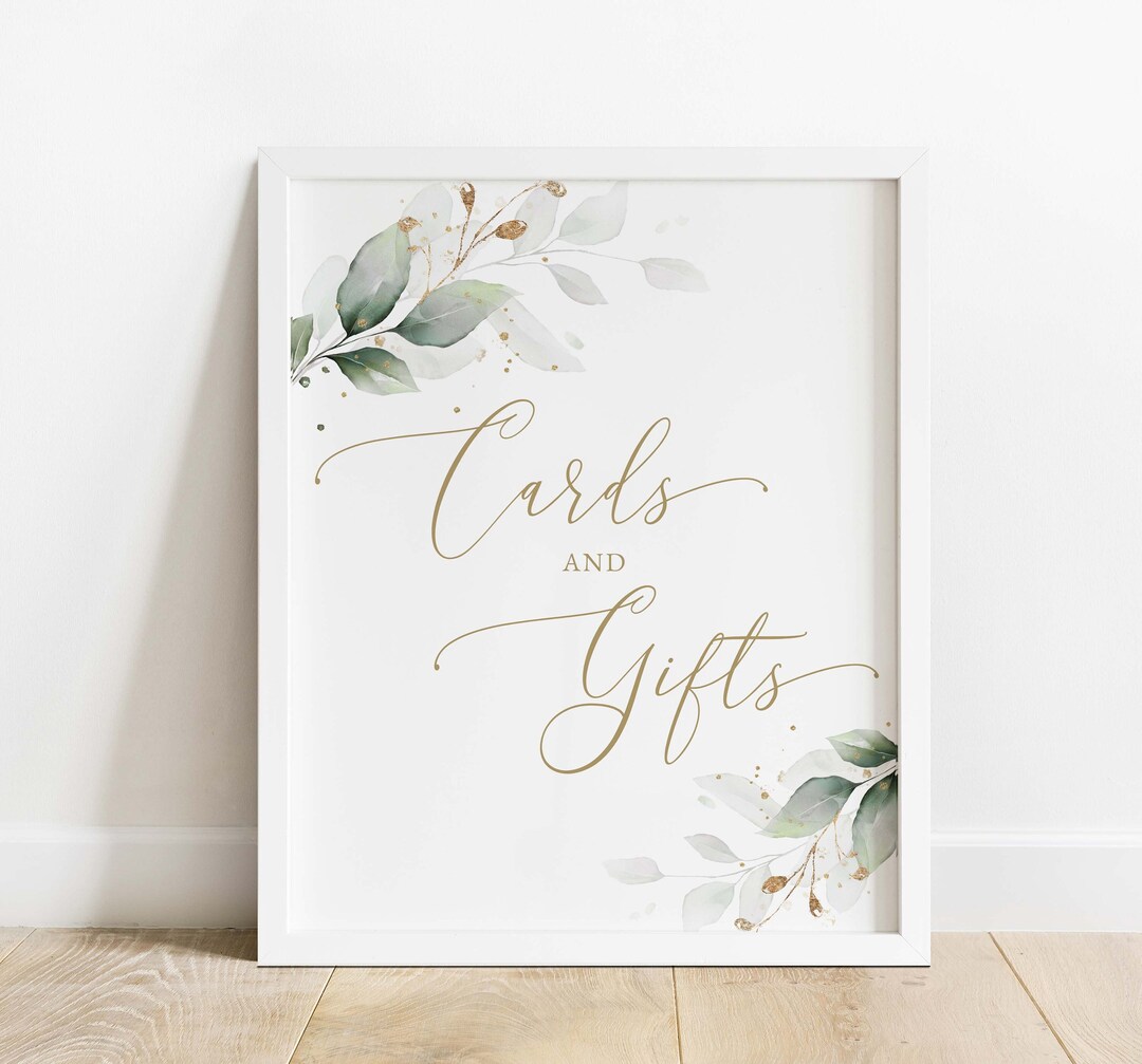 Boho Cards and Gifts Sign, Greenery Cards &amp; Gifts Sign Template ...