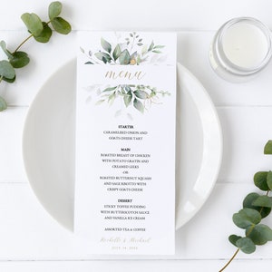 Menu de mariage Verdure Eucalyptus - Modèle imprimable #N02