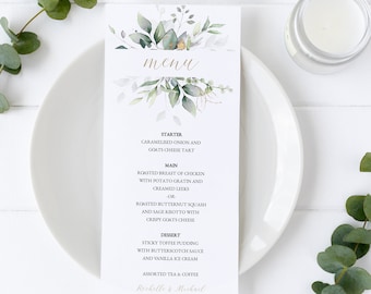 Greenery Eukalyptus Hochzeitsmenü - Printable Template #N02