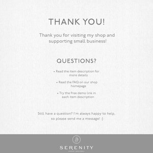 May include: Thank you for visiting my shop and supporting small business!  Read the item description for more details, the FAQ on our shop homepage, or try the free demo link in each item description. Still have a question? I'm always happy to help, so please send me a message! :) SERENITY PRINT DESIGNS