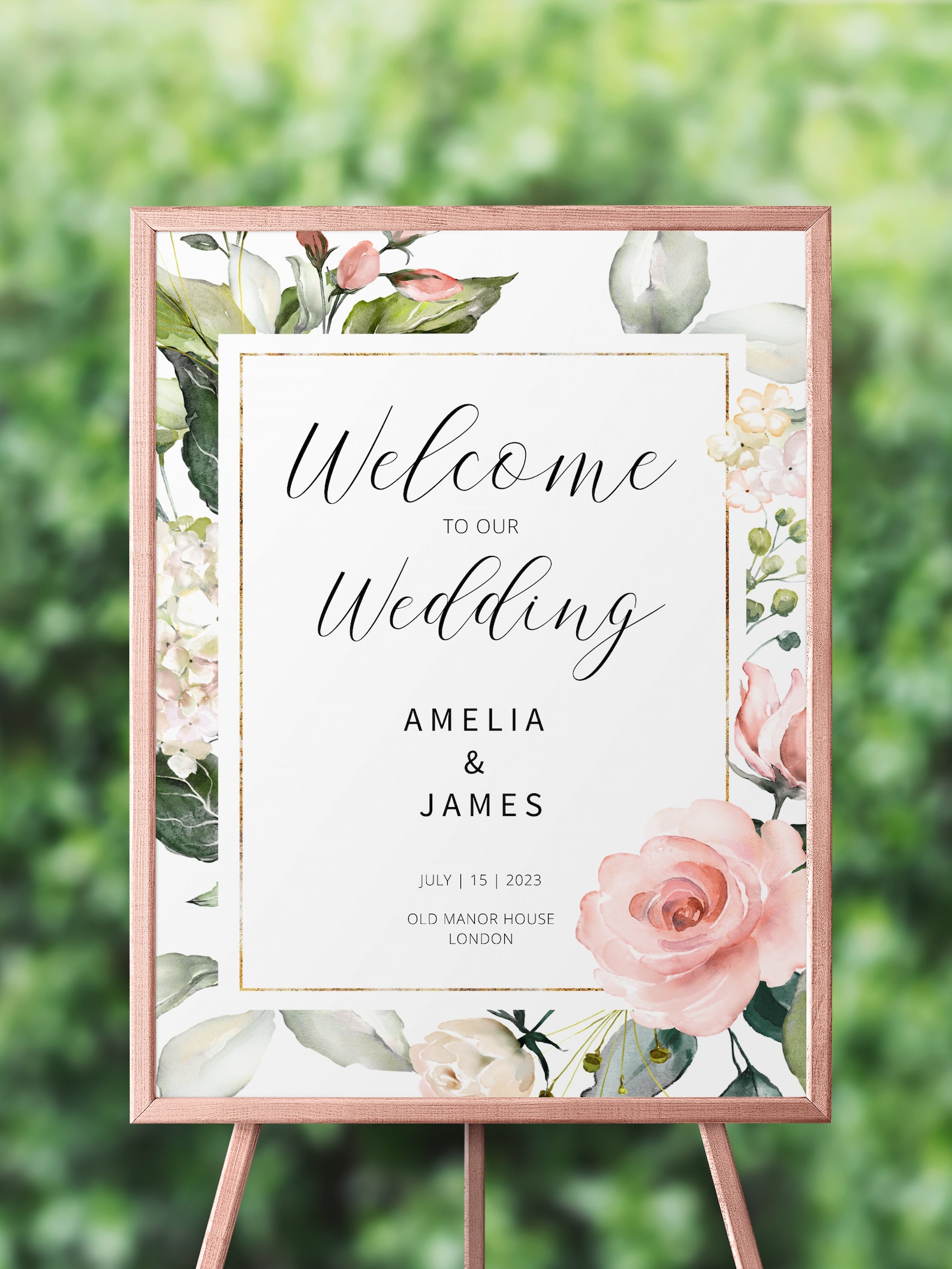 Boho Wedding Welcome Sign Template Floral Portrait Welcome to | Etsy