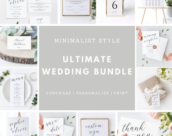 Minimalist Ultimate Wedding Bundle Template Set, Modern Large Wedding Bundle, Wedding Invitation Set #I11