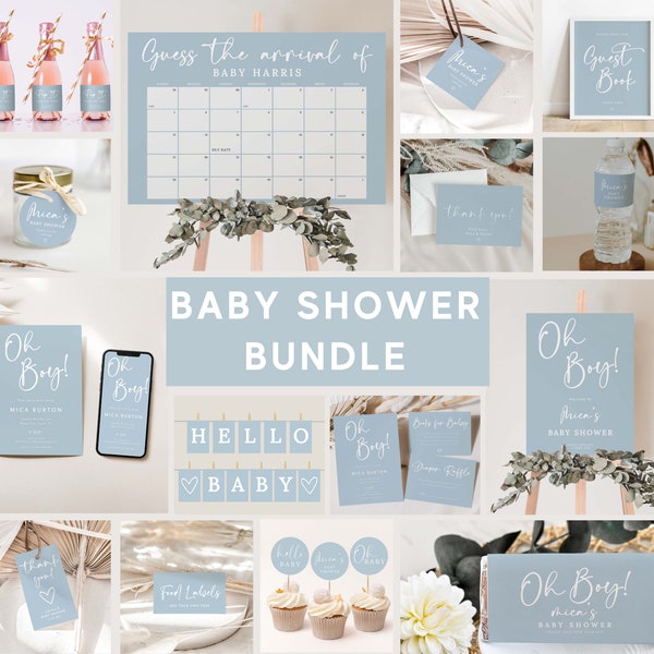 Baby Shower Bundle | Blue Boy Baby Shower | Editable & Printable Templates | Instant Download #LC08