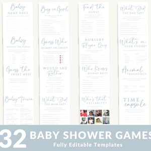 Blue Baby Shower Games Bundle | Editable & Printable Games | Instant ...
