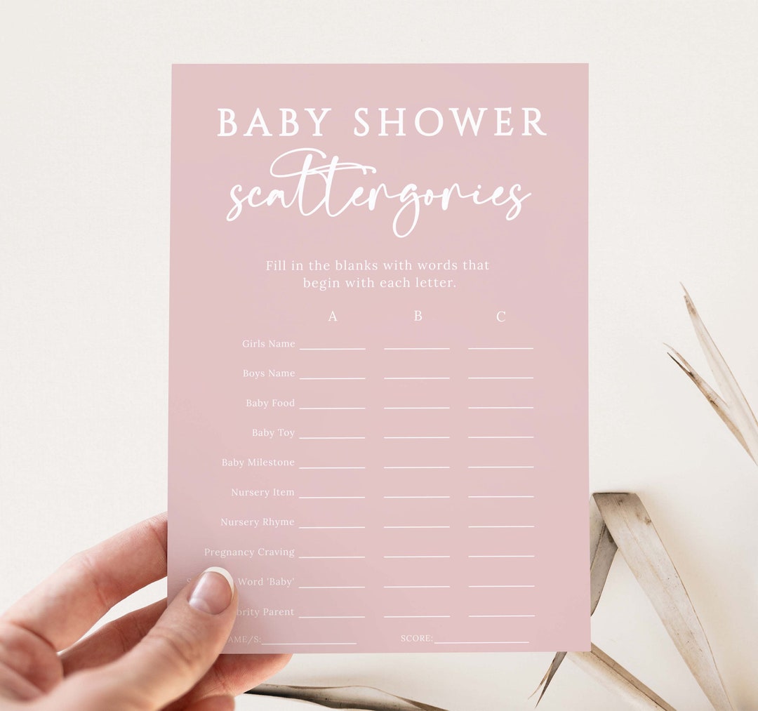 Baby Shower Scattergories Game, Pink Baby Scattergories Game, Baby ...