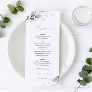 Greenery Eucalyptus Wedding Menu Printable Template N03 ROSE image 2