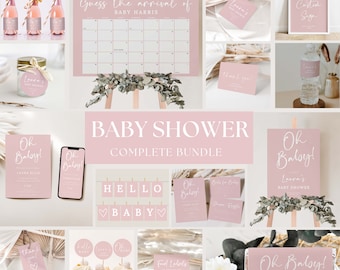 Baby Shower Bundle | Pink Baby Shower | Editable & Printable Templates | Instant Download #LC07