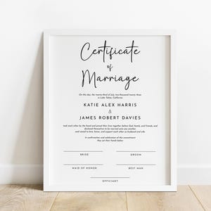 Elegante Heiratsurkunde Vorlage, Minimalistische druckbare Hochzeitsurkunde, moderne Hochzeitsandenken, bearbeitbare Vorlage #NW1