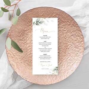 Greenery Eucalyptus Wedding Menu Printable Template N03 ROSE image 4