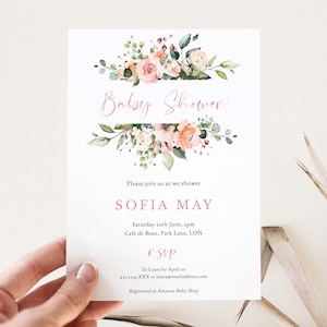 Pink Floral Baby Shower Invitation Template | INSTANT DOWNLOAD #LC06