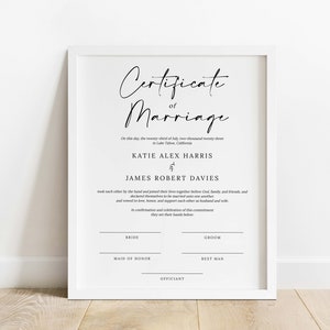 Minimalistische druckbare Heiratsurkunde Vorlage #M05