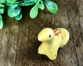 Hand Painted Ceramic Tiny Yellow Dinosaur Cute Figurines Animals Miniature Outdoor