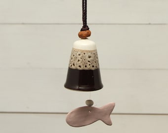 Handmade Ceramic Whale Wind Chime Glazed Garden Bell Gift