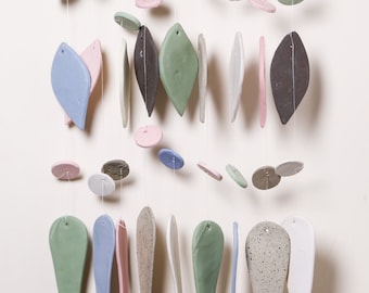 Handmade Ceramic Windchime Neutral Tone Wall Hanging Modern Minimalist Home Decor