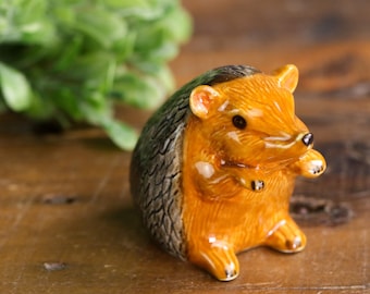 Handmade Ceramic Hedgehog Small Animal Figurine Ornaments Collectable Pottery Gift