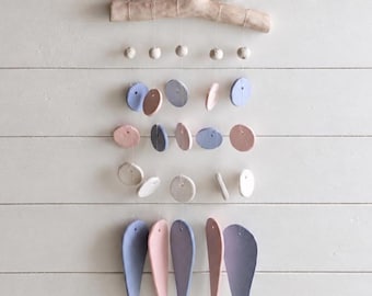 Handmade Ceramic Wind Chime, Pastel Ceramic Hanging Decor, Garden & Home Decoration