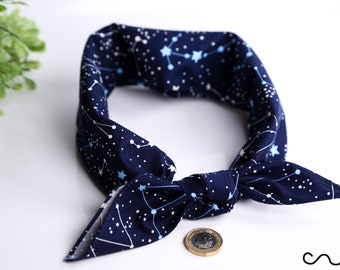 Handmade Cotton Star Bandana - Navy Blue Celestial Headband