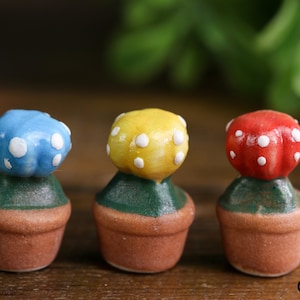Hand-Painted Ceramic Cactus Set: Miniature Dollhouse Garden Decor