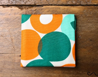 Orange Green Geometric Cotton Pocket Square Retro Handkerchief
