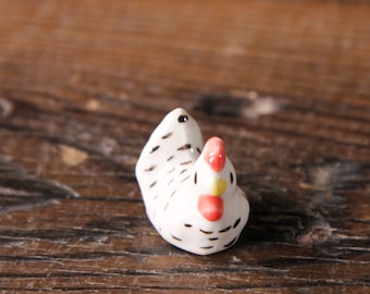 Ceramic Tiny White Chicken Figurines Animals Miniature Outdoor Gift Home Decor