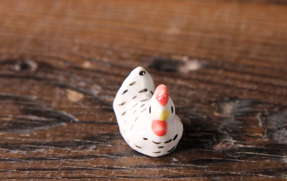 Ceramic Tiny White Chicken Figurines Animals Miniature Outdoor Gift Home Decor