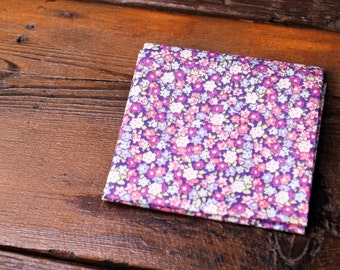 LAST STOCK _ Handmade Purple Floral Mens Pocket Square Floral100% Cotton Handkerchief Wedding Gift M